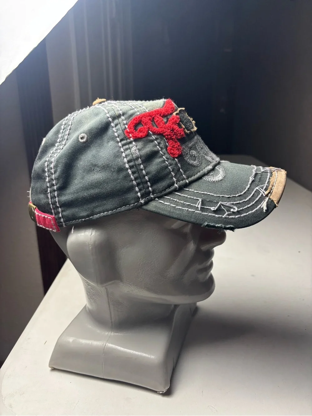 Rare Vintage True Religion Hat Cap Buddha Distressed Adjustable Embroidered Red